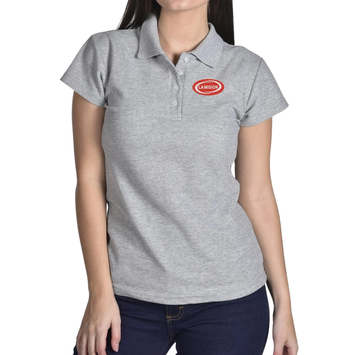 Playera Tipo Polo Piqué Mujer Manga Corta Gris 2XG