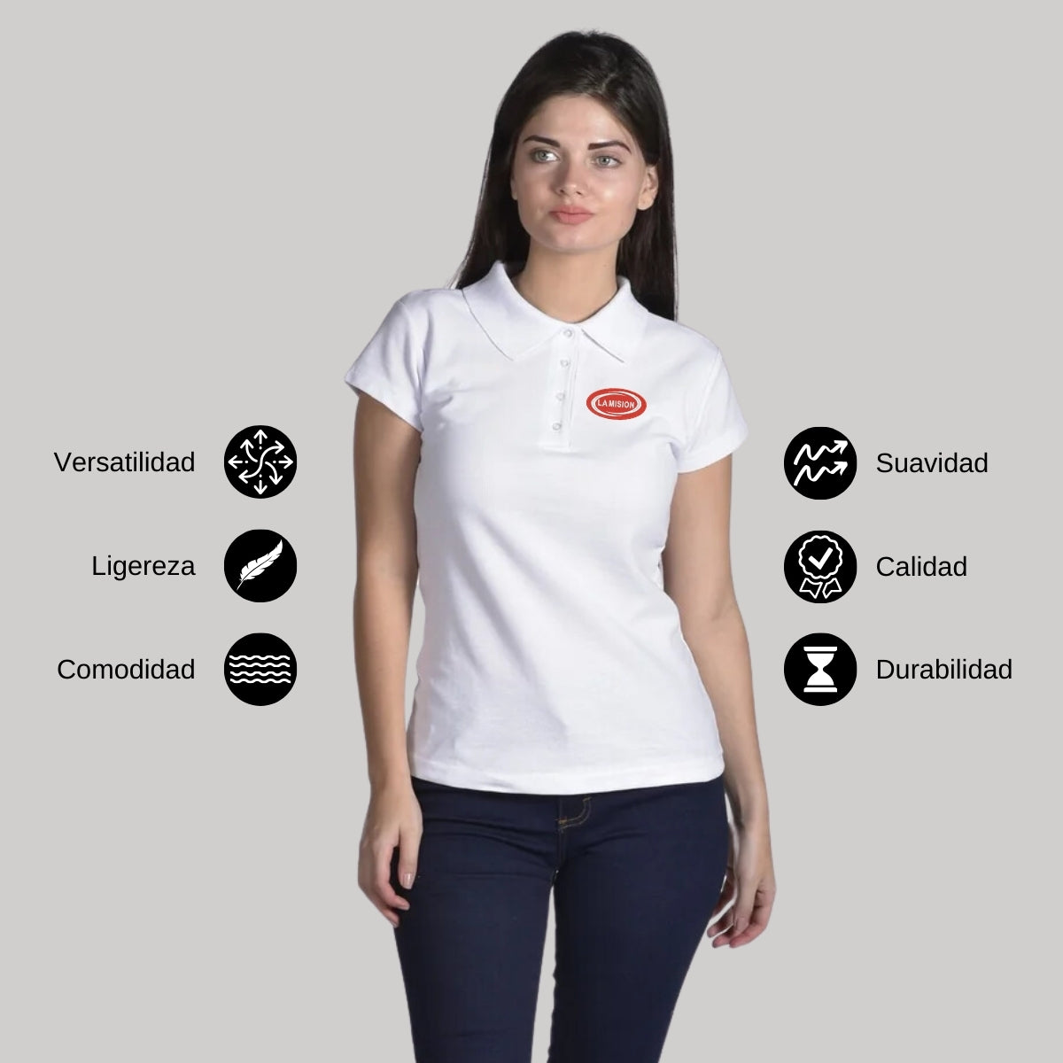 Playera Tipo Polo Piqué Mujer Manga Corta Blanco 2XG