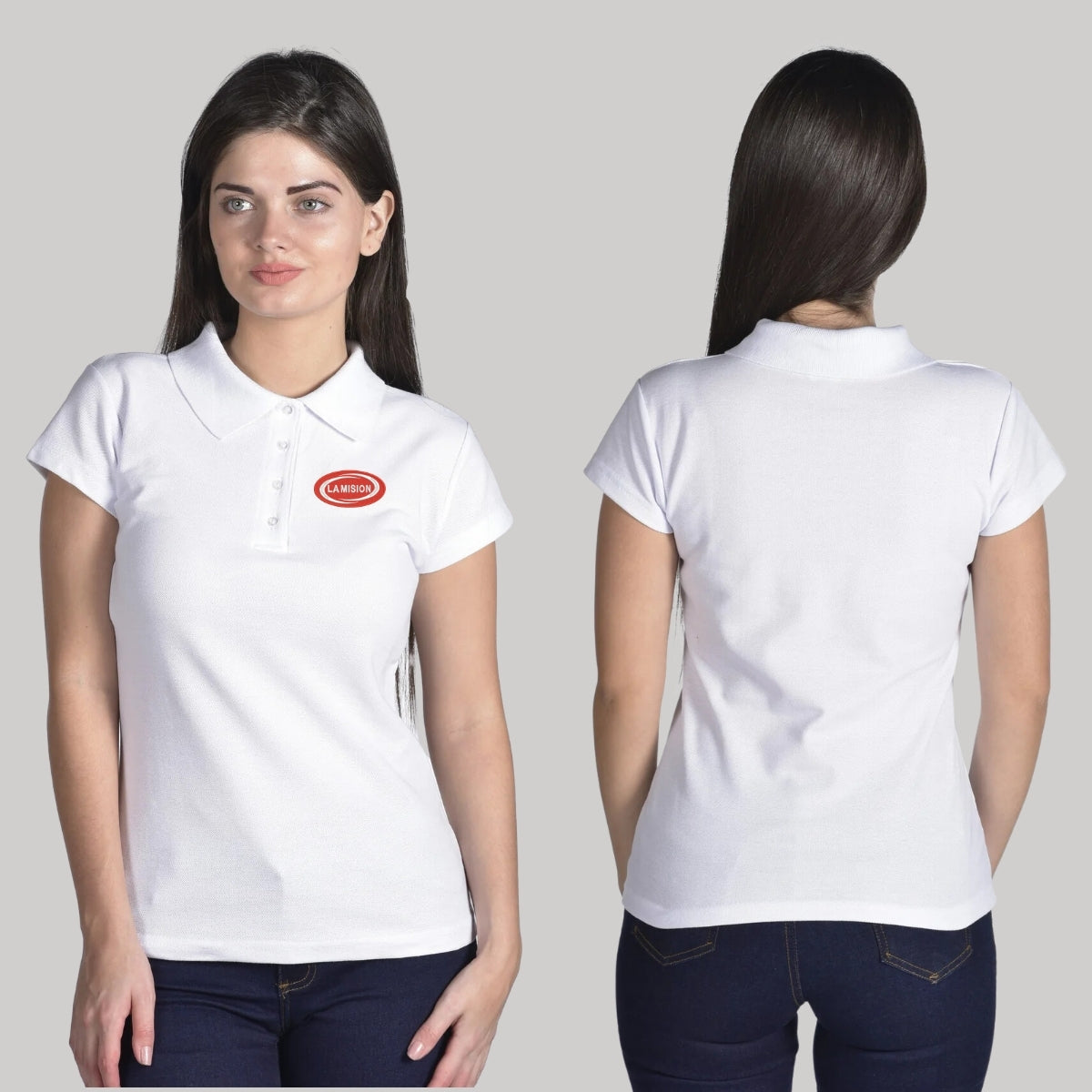 Playera Tipo Polo Piqué Mujer Manga Corta Blanco 2XG