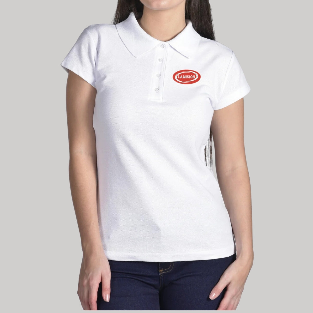 Playera Tipo Polo Piqué Mujer Manga Corta Blanco 2XG