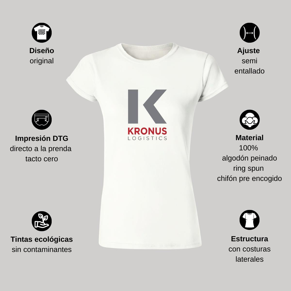 Playera Manga Corta Mujer Blanco Personalizable Logo