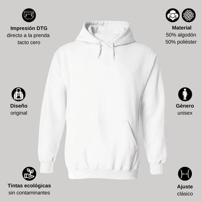 Sudadera c/Capucha Unisex Blanco Personalizable Escudo