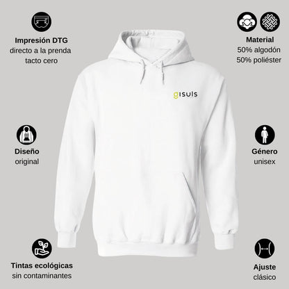 Sudadera c/Capucha Unisex Blanco Personalizable Escudo