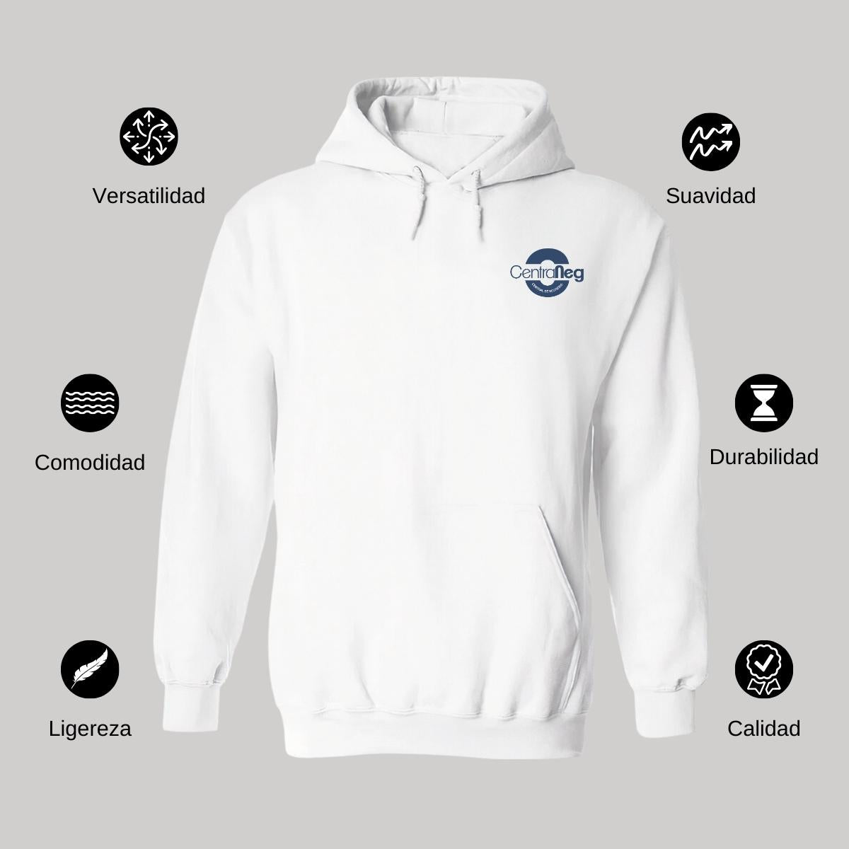 Sudadera c/Capucha Unisex Blanco Personalizable Escudo