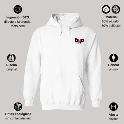 Sudadera c/Capucha Unisex Blanco Personalizable Escudo
