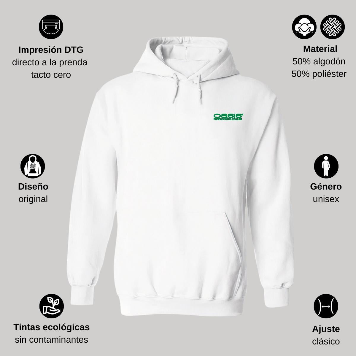 Sudadera c/Capucha Unisex Blanco Personalizable Escudo