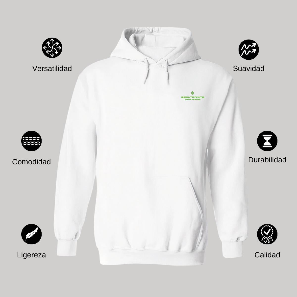 Sudadera c/Capucha Unisex Blanco Personalizable Escudo