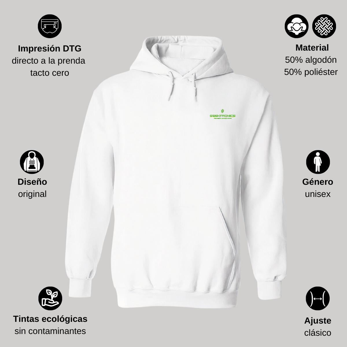 Sudadera c/Capucha Unisex Blanco Personalizable Escudo