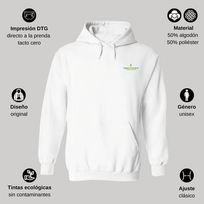 Sudadera c/Capucha Unisex Blanco Personalizable Escudo