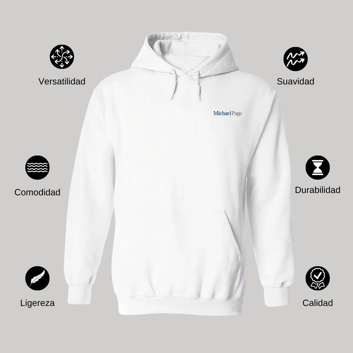 Sudadera c/Capucha Unisex Blanco Personalizable Escudo