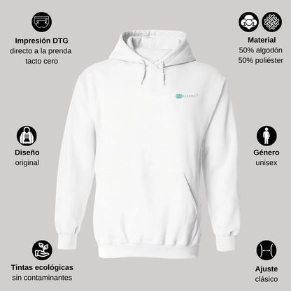 Sudadera c/Capucha Unisex Blanco Personalizable Escudo
