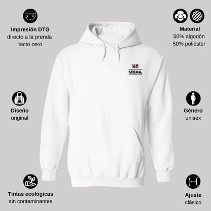 Sudadera c/Capucha Unisex Blanco Personalizable Escudo