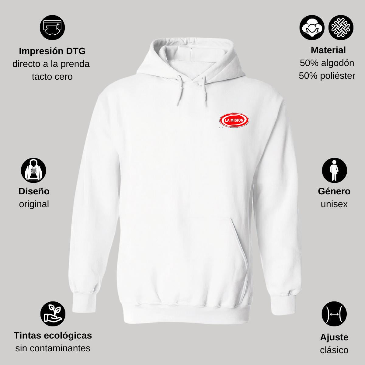Sudadera c/Capucha Unisex Blanco Personalizable Escudo