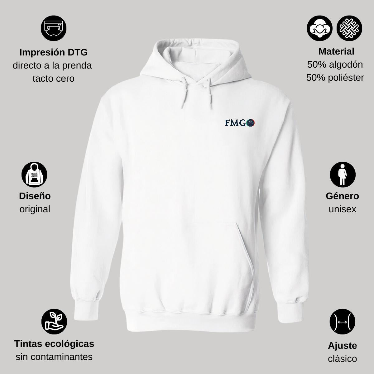 Sudadera c/Capucha Unisex Blanco Personalizable Escudo