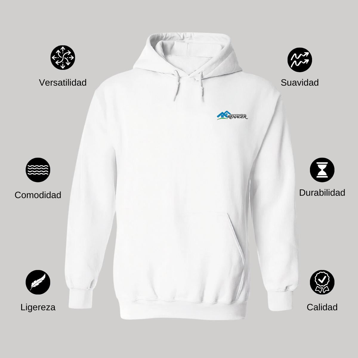 Sudadera c/Capucha Unisex Blanco Personalizable Escudo