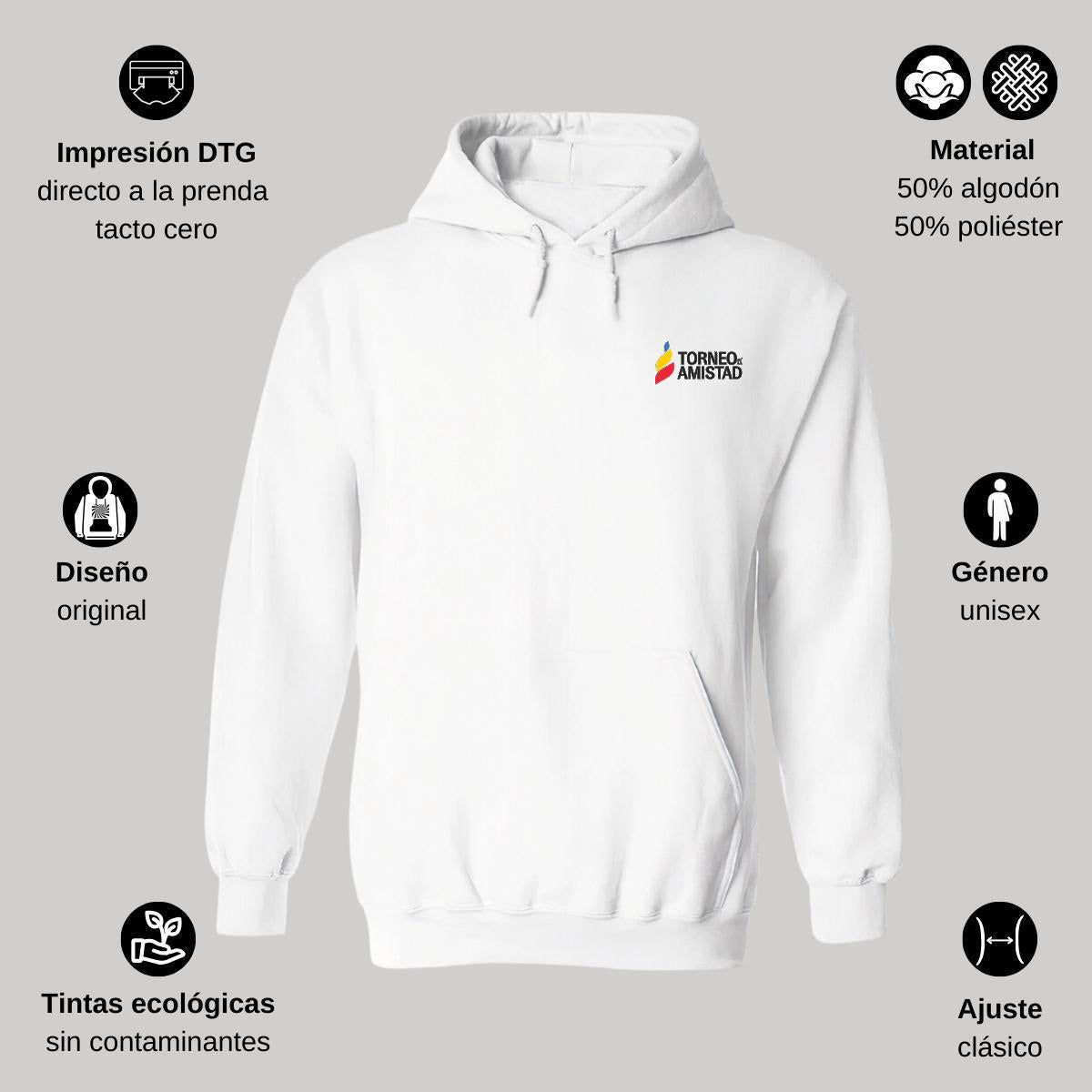 Sudadera c/Capucha Unisex Blanco Personalizable Escudo