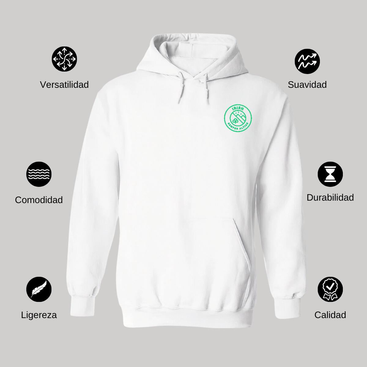 Sudadera c/Capucha Unisex Blanco Personalizable Escudo