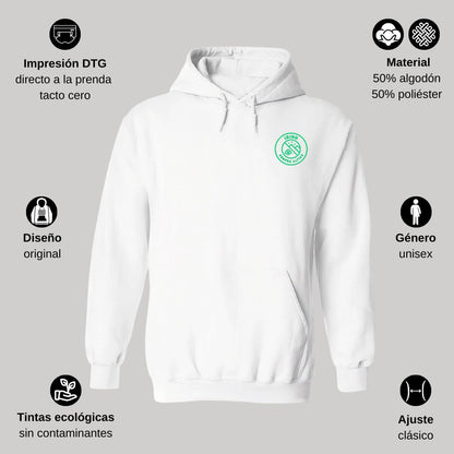Sudadera c/Capucha Unisex Blanco Personalizable Escudo