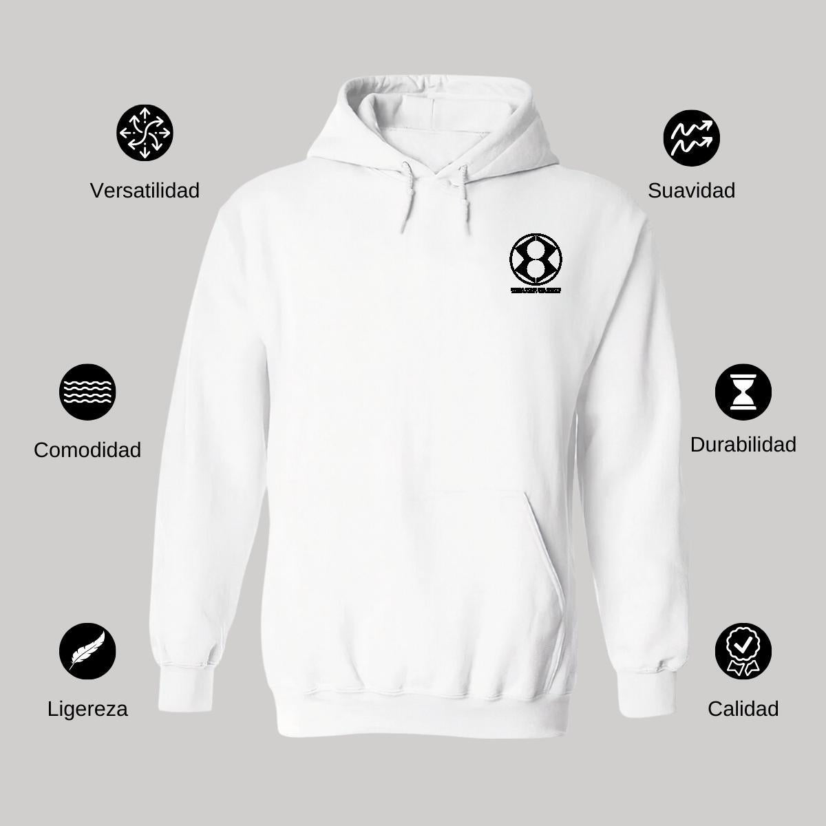 Sudadera c/Capucha Unisex Blanco Personalizable Escudo
