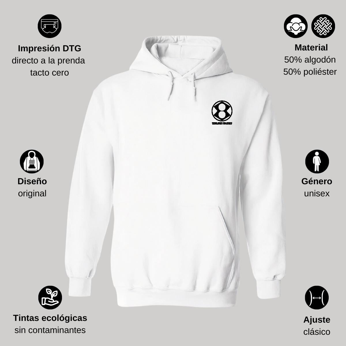 Sudadera c/Capucha Unisex Blanco Personalizable Escudo