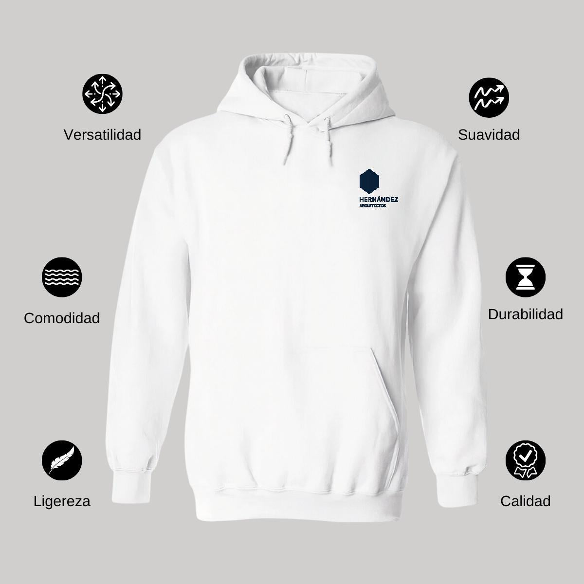 Sudadera c/Capucha Unisex Blanco Personalizable Escudo