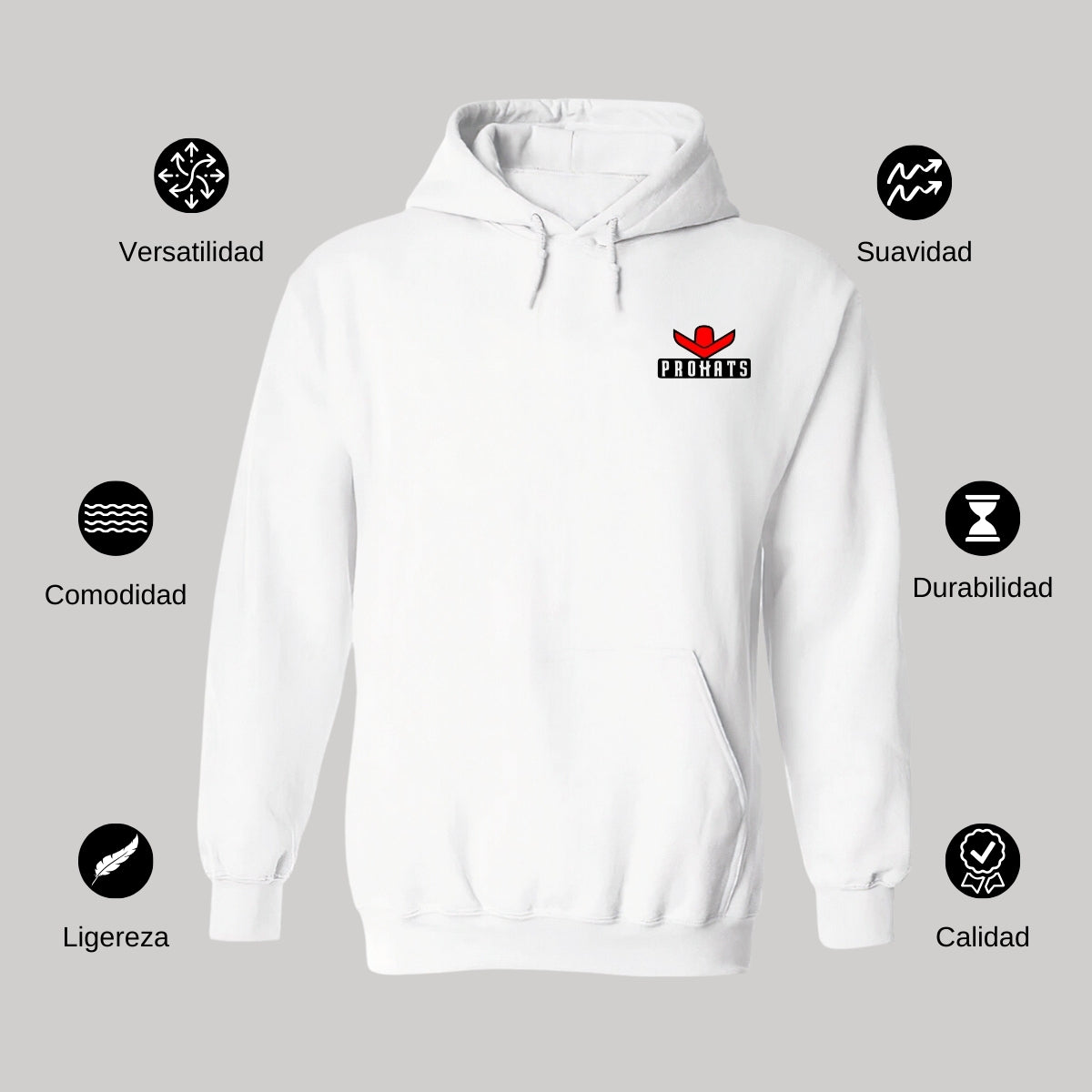 Sudadera c/Capucha Unisex Blanco Personalizable Escudo