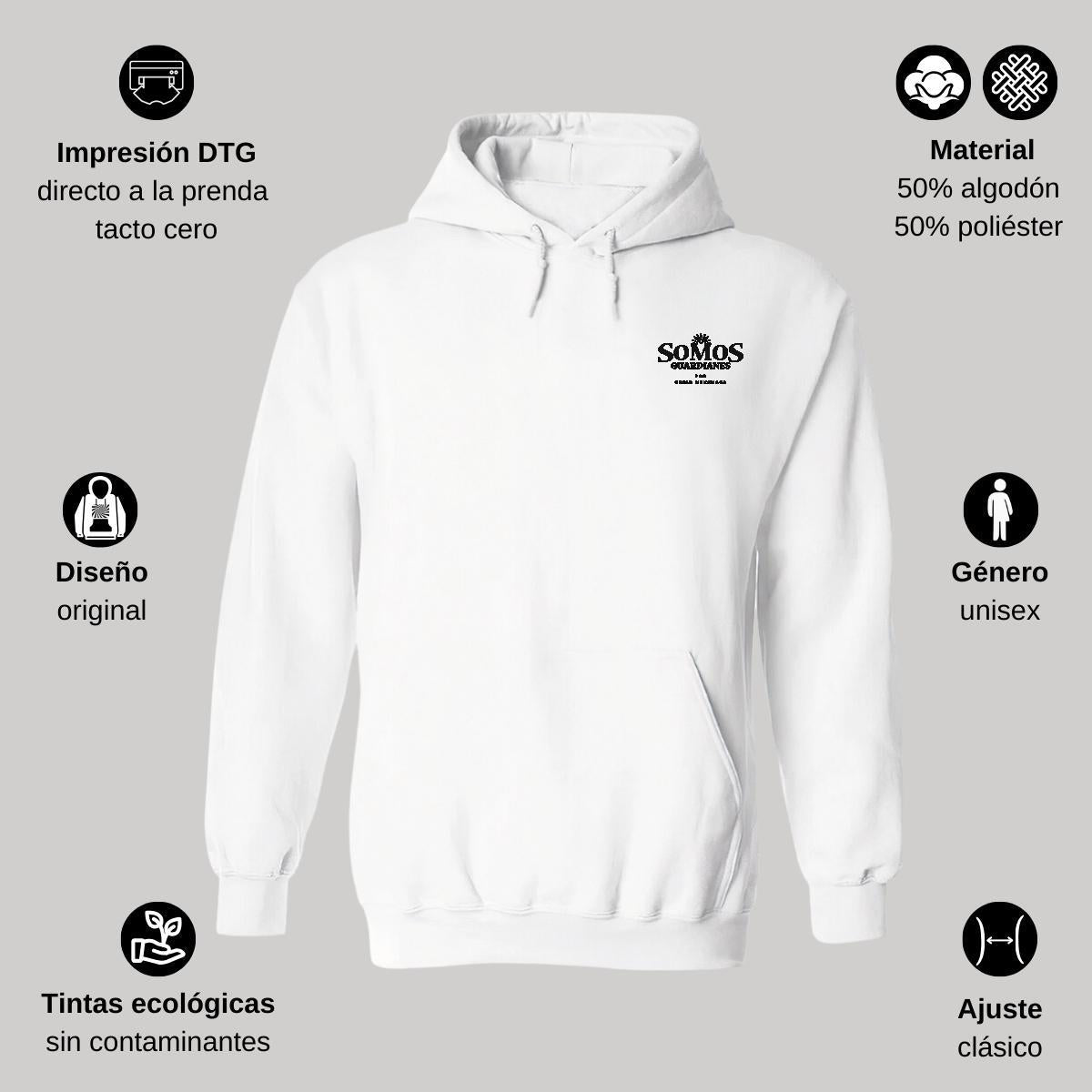 Sudadera c/Capucha Unisex Blanco Personalizable Escudo