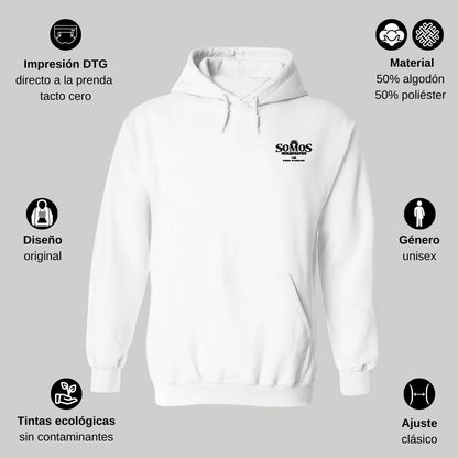 Sudadera c/Capucha Unisex Blanco Personalizable Escudo
