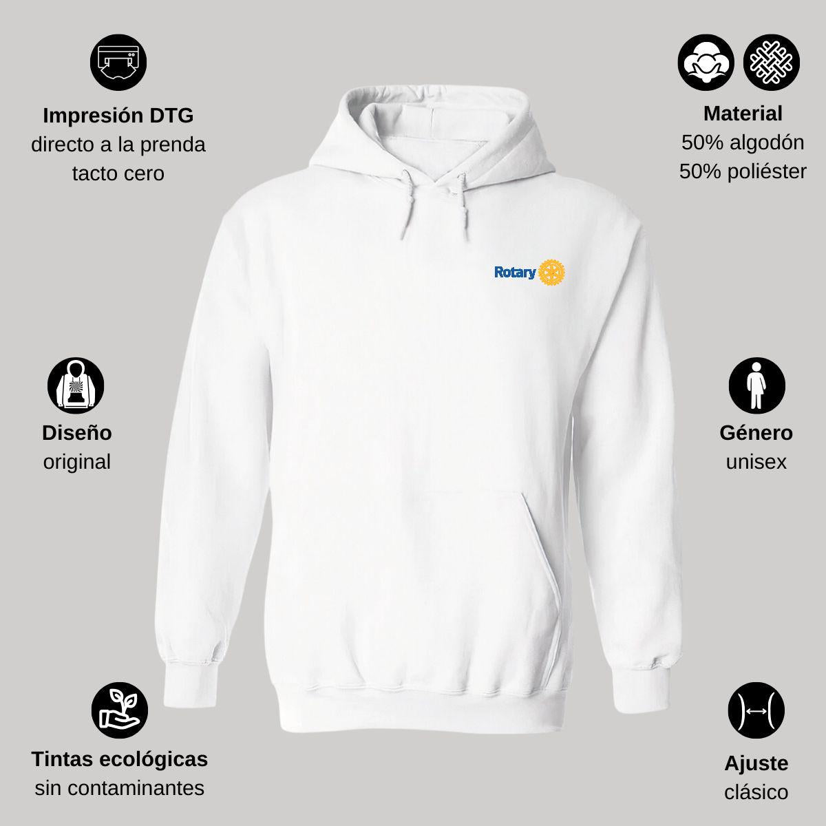 Sudadera c/Capucha Unisex Blanco Personalizable Escudo