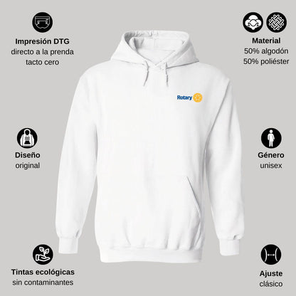 Sudadera c/Capucha Unisex Blanco Personalizable Escudo