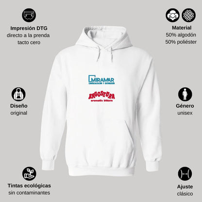 Sudadera c/Capucha Unisex Blanco Personalizable Logo