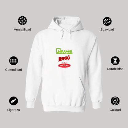 Sudadera c/Capucha Unisex Blanco Personalizable Logo