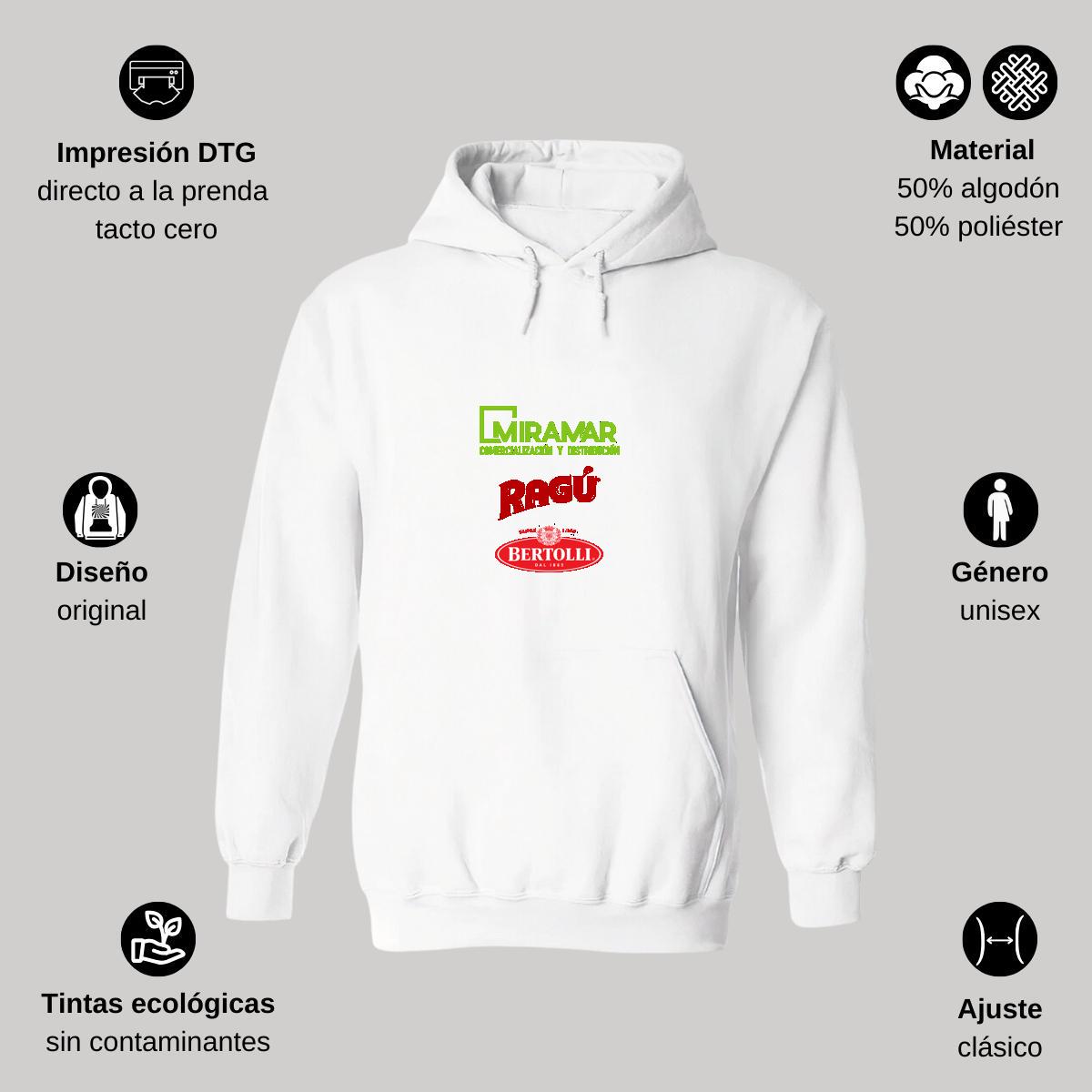 Sudadera c/Capucha Unisex Blanco Personalizable Logo