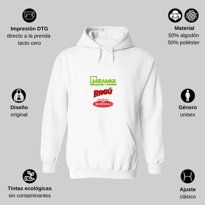 Sudadera c/Capucha Unisex Blanco Personalizable Logo