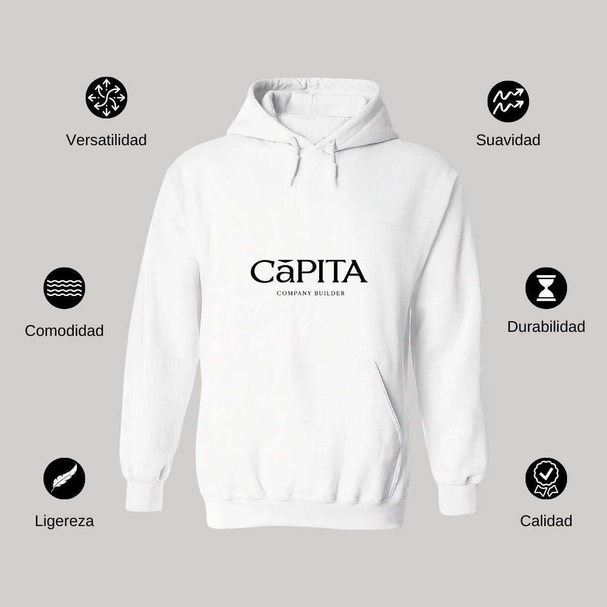 Sudadera c/Capucha Unisex Blanco Personalizable Logo