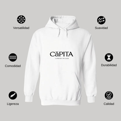 Sudadera c/Capucha Unisex Blanco Personalizable Logo