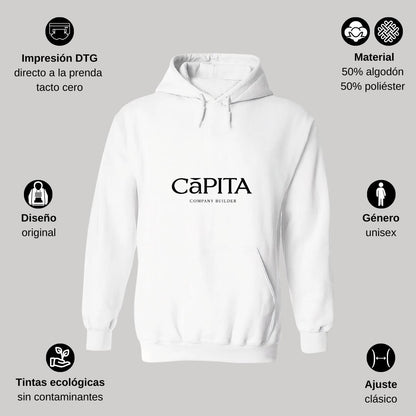 Sudadera c/Capucha Unisex Blanco Personalizable Logo
