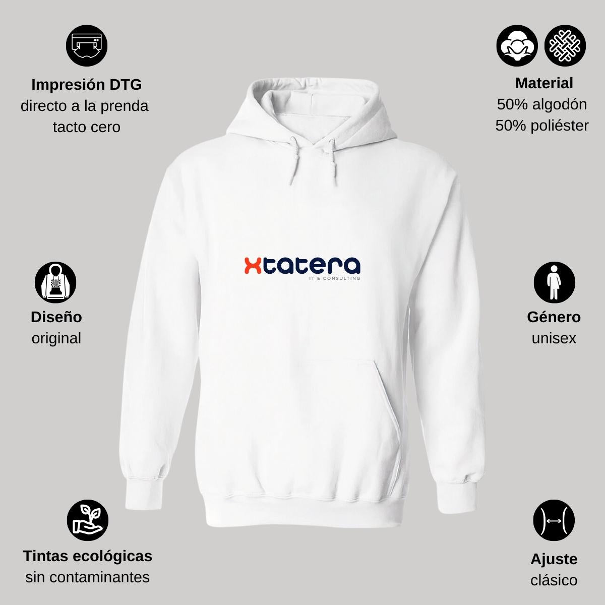 Sudadera c/Capucha Unisex Blanco Personalizable Logo