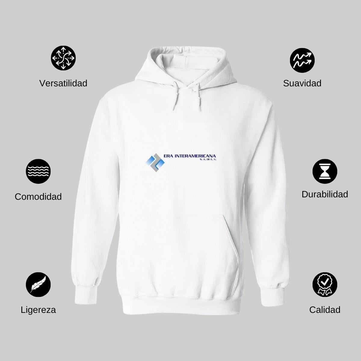 Sudadera c/Capucha Unisex Blanco Personalizable Logo