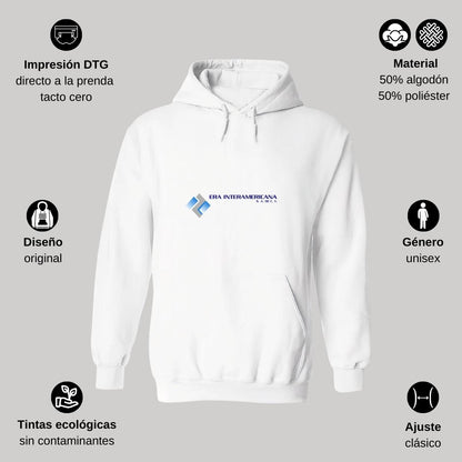 Sudadera c/Capucha Unisex Blanco Personalizable Logo