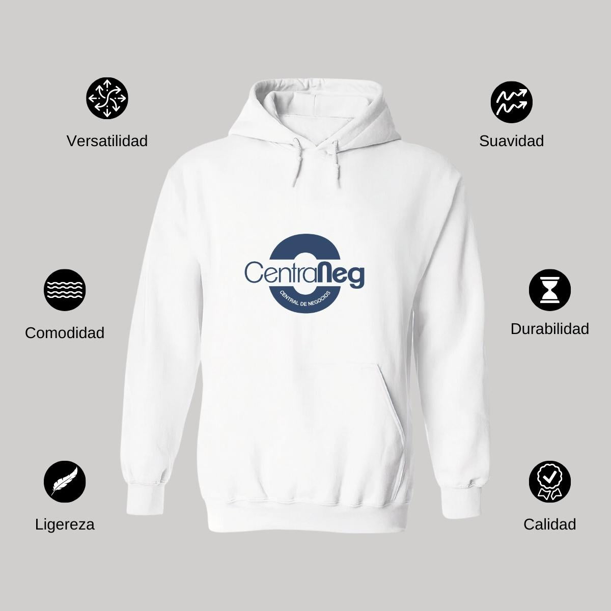 Sudadera c/Capucha Unisex Blanco Personalizable Logo