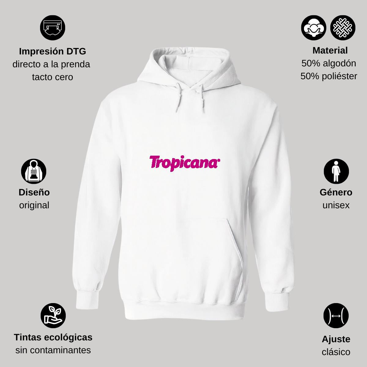 Sudadera c/Capucha Unisex Blanco Personalizable Logo