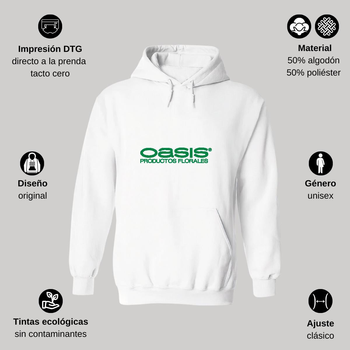 Sudadera c/Capucha Unisex Blanco Personalizable Logo
