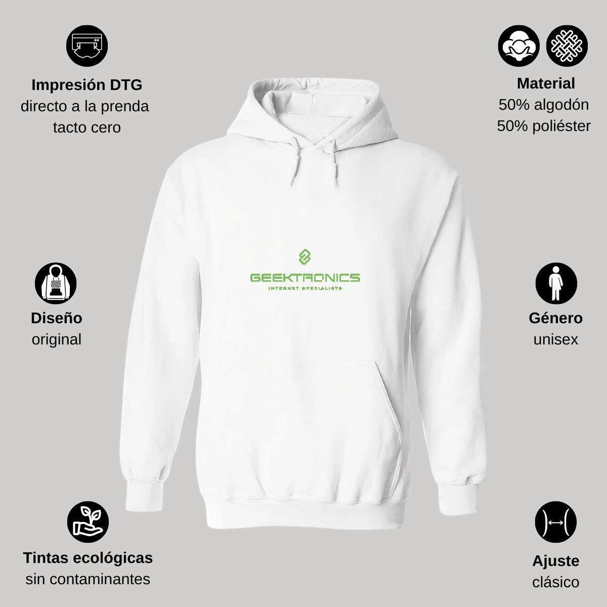 Sudadera c/Capucha Unisex Blanco Personalizable Logo