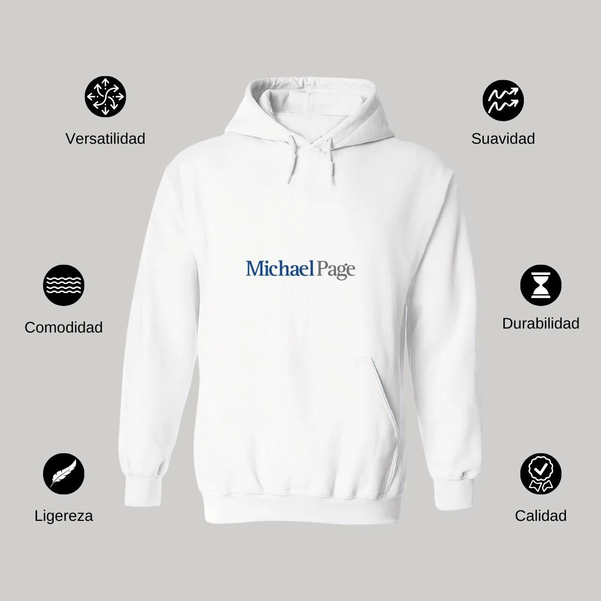 Sudadera c/Capucha Unisex Blanco Personalizable Logo