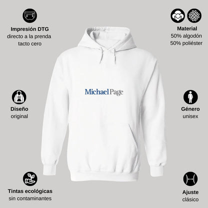 Sudadera c/Capucha Unisex Blanco Personalizable Logo