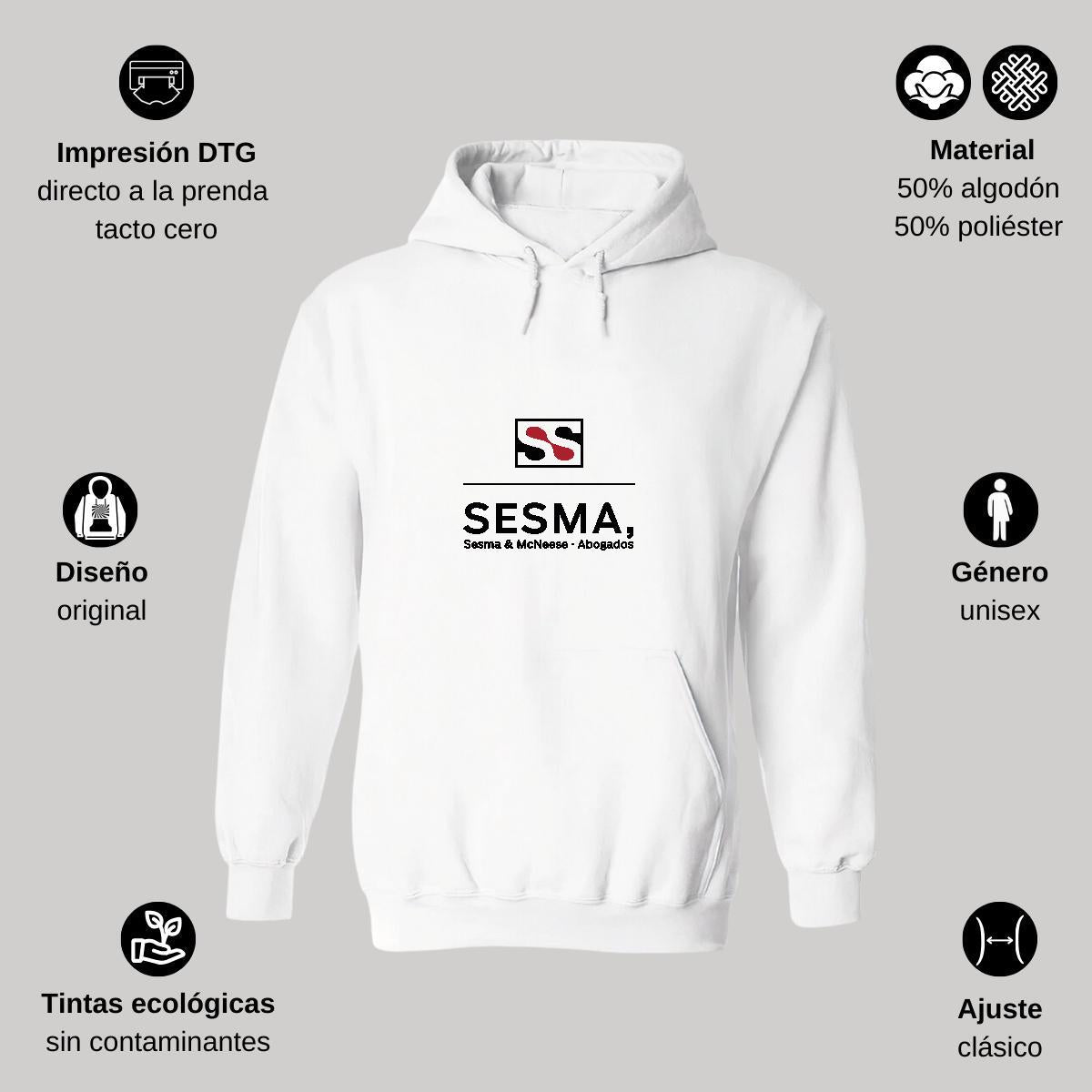 Sudadera c/Capucha Unisex Blanco Personalizable Logo