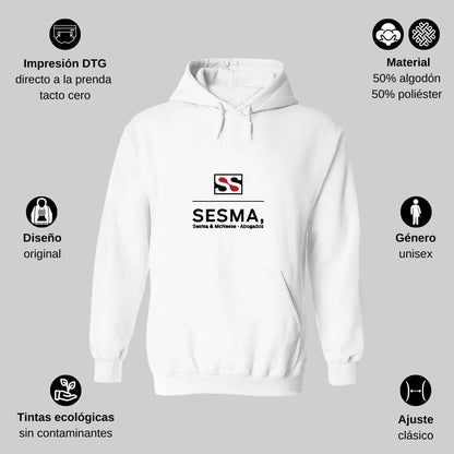 Sudadera c/Capucha Unisex Blanco Personalizable Logo