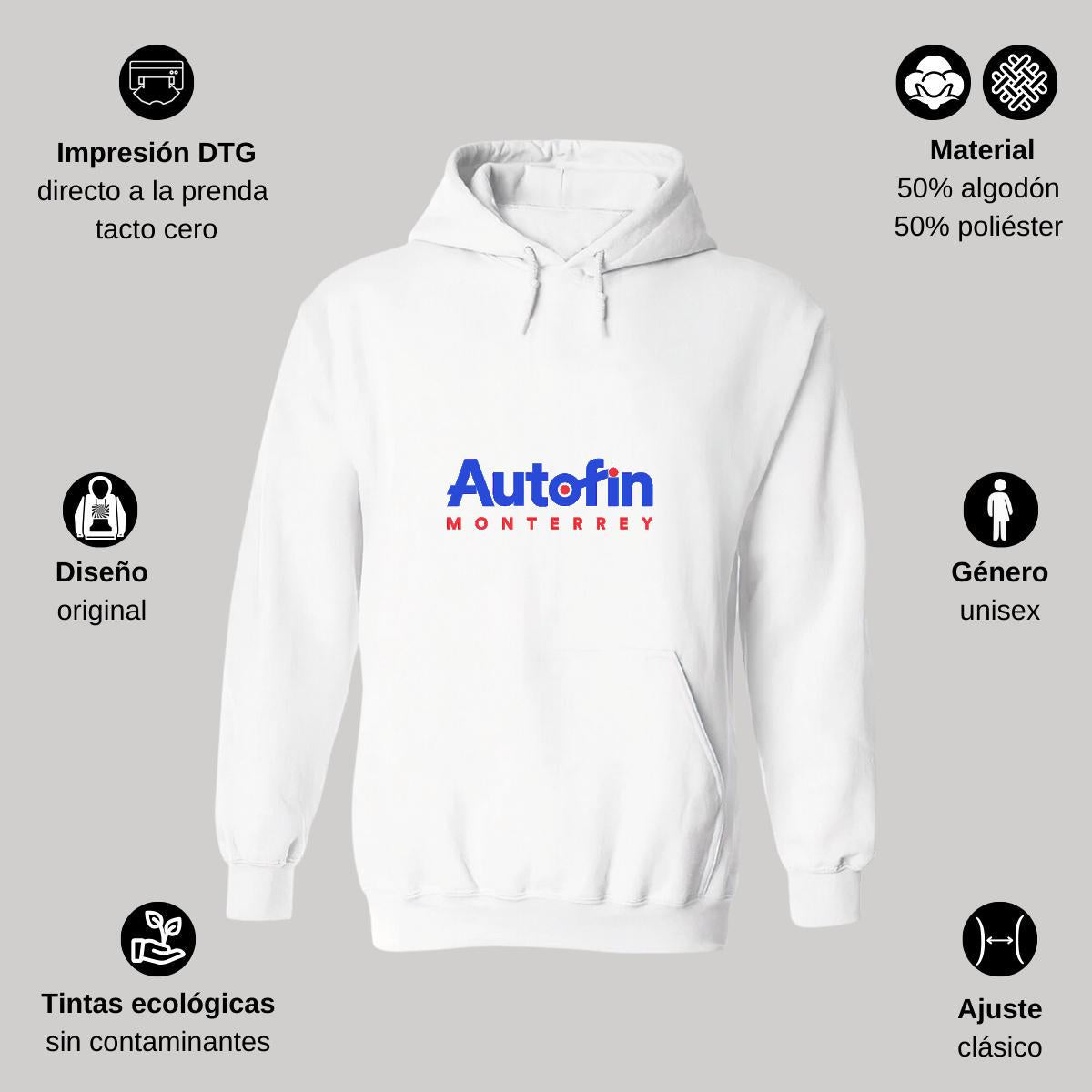 Sudadera c/Capucha Unisex Blanco Personalizable Logo