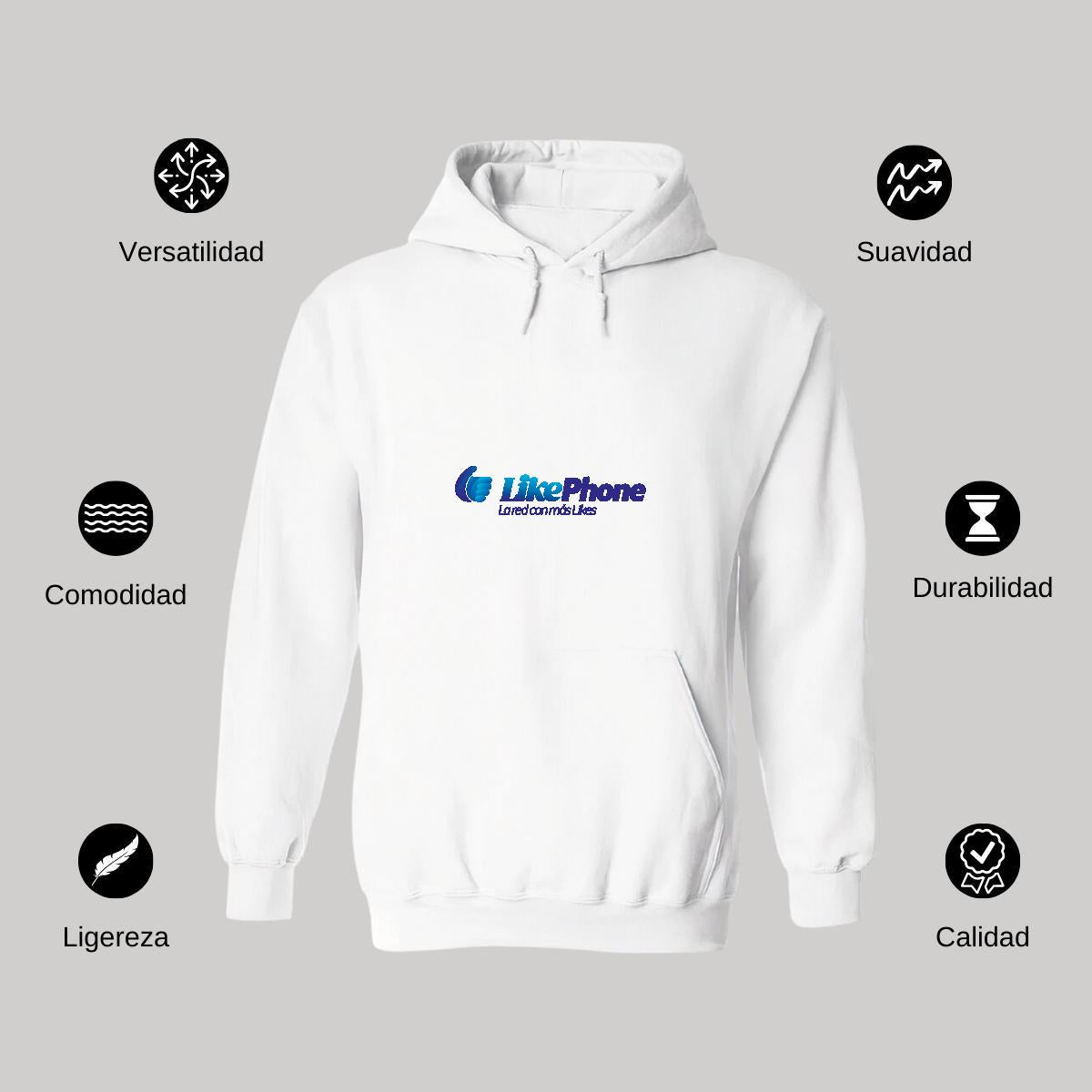 Sudadera c/Capucha Unisex Blanco Personalizable Logo